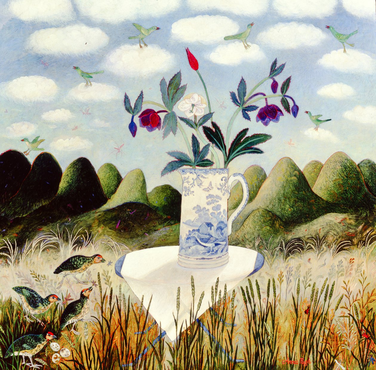 Les oiseaux dans leur ciel, 2002 (acrylique) - Anna Pugh