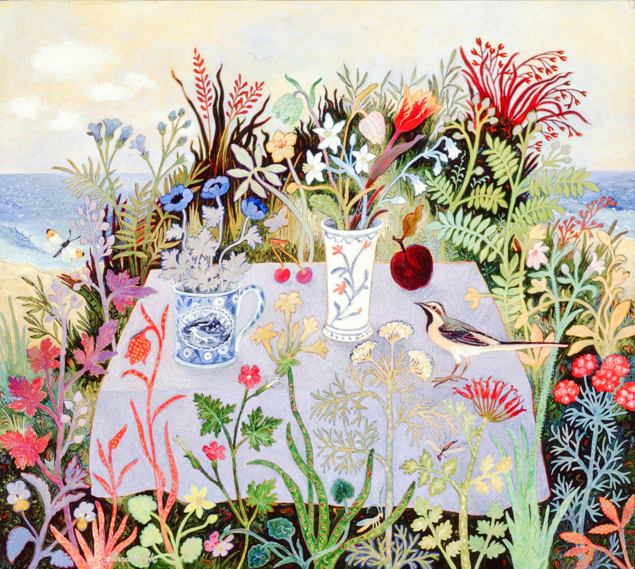 Fleurs sur une table, 2004 (acrylique) - Anna Pugh