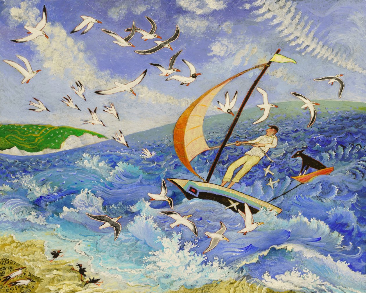 Wallace prend la mer, 2017 (acrylique) - Anna Pugh