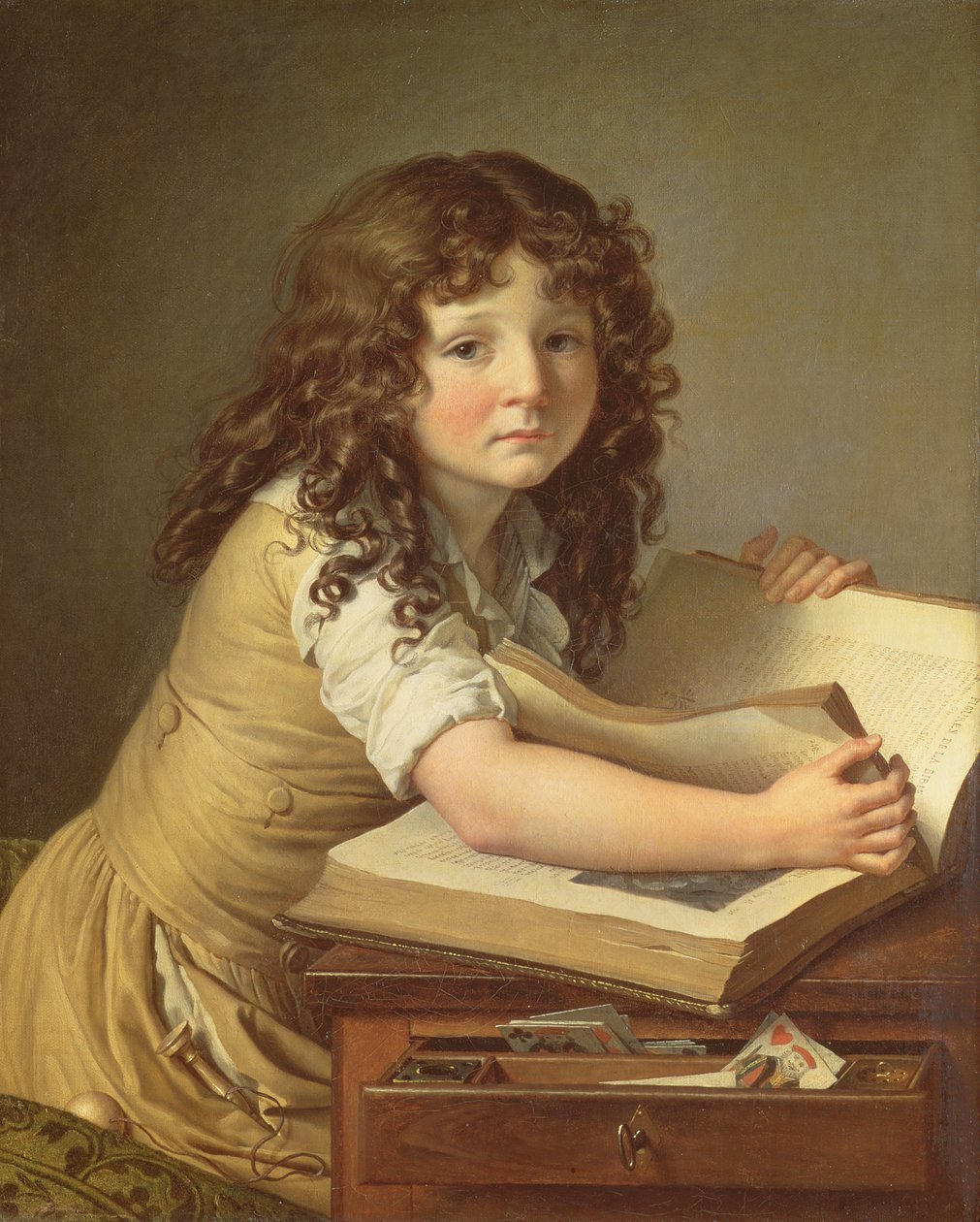 Un enfant regardant des images dans un livre - Anne Louis Girodet de Roucy Trioson