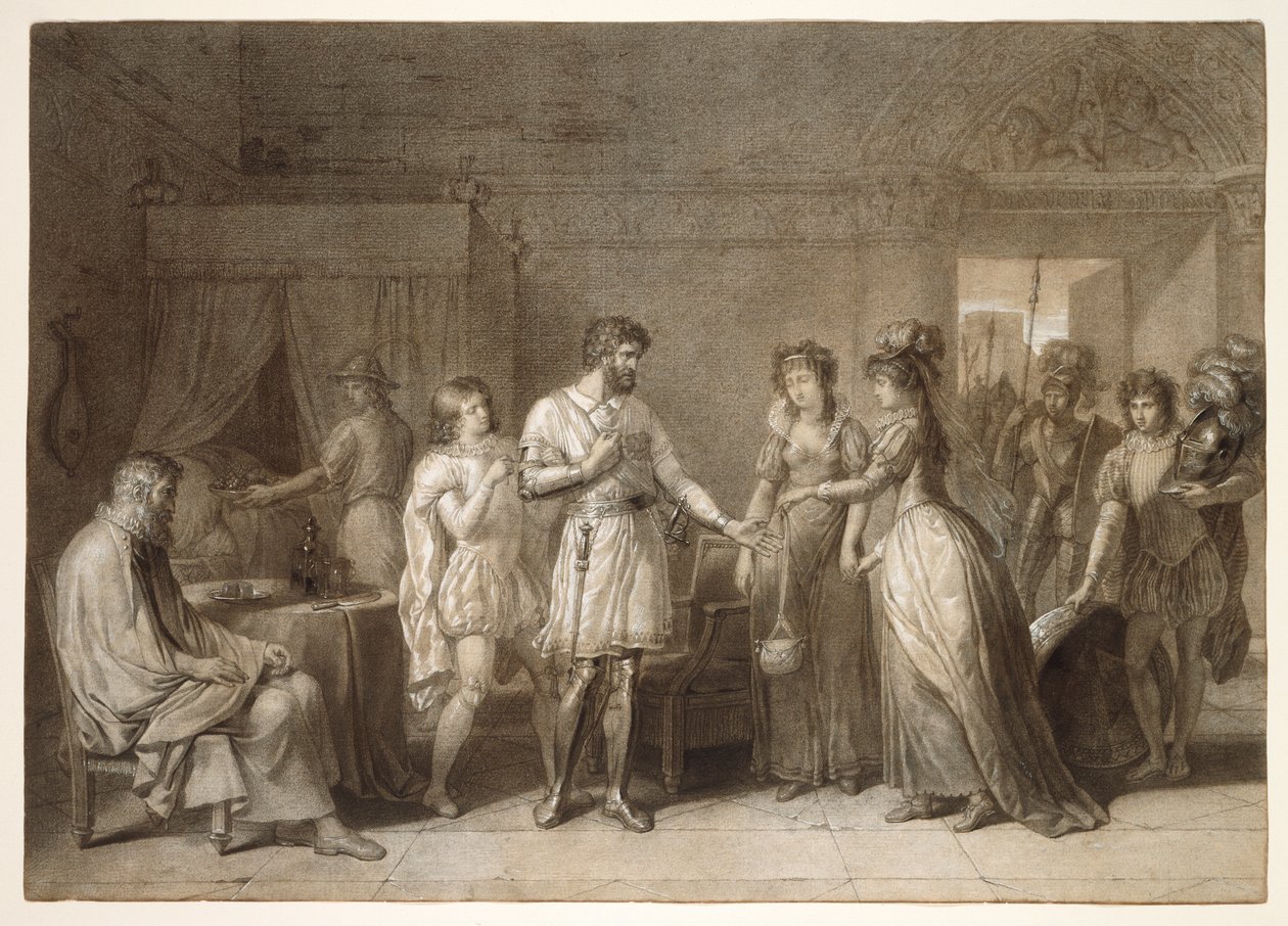 Bayard refuse les cadeaux de son hôtesse, à Brescia - Anne-Louis Girodet de Roucy-Trioson
