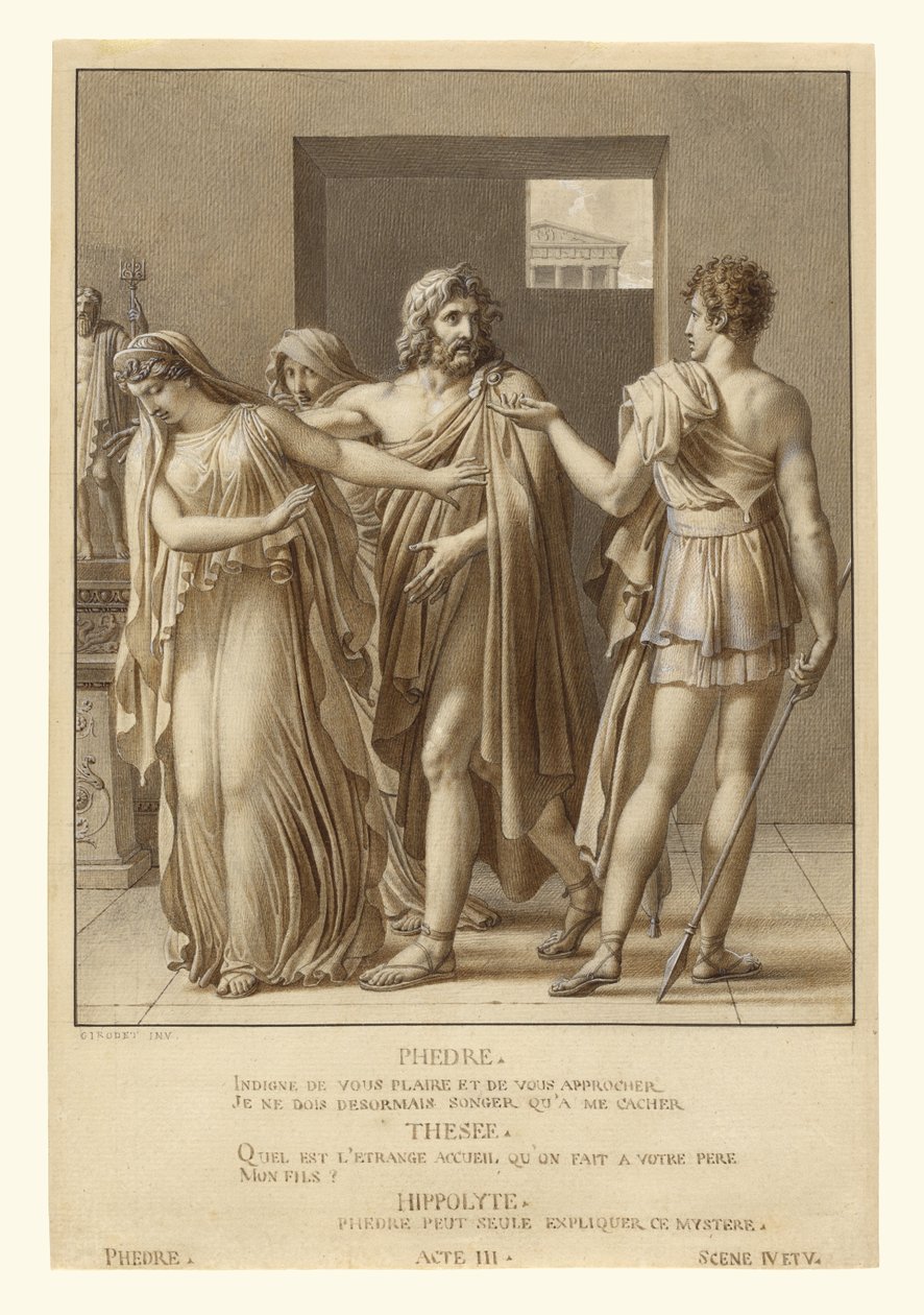 Phèdre rejetant les étreintes de Thésée - Anne-Louis Girodet de Roucy-Trioson