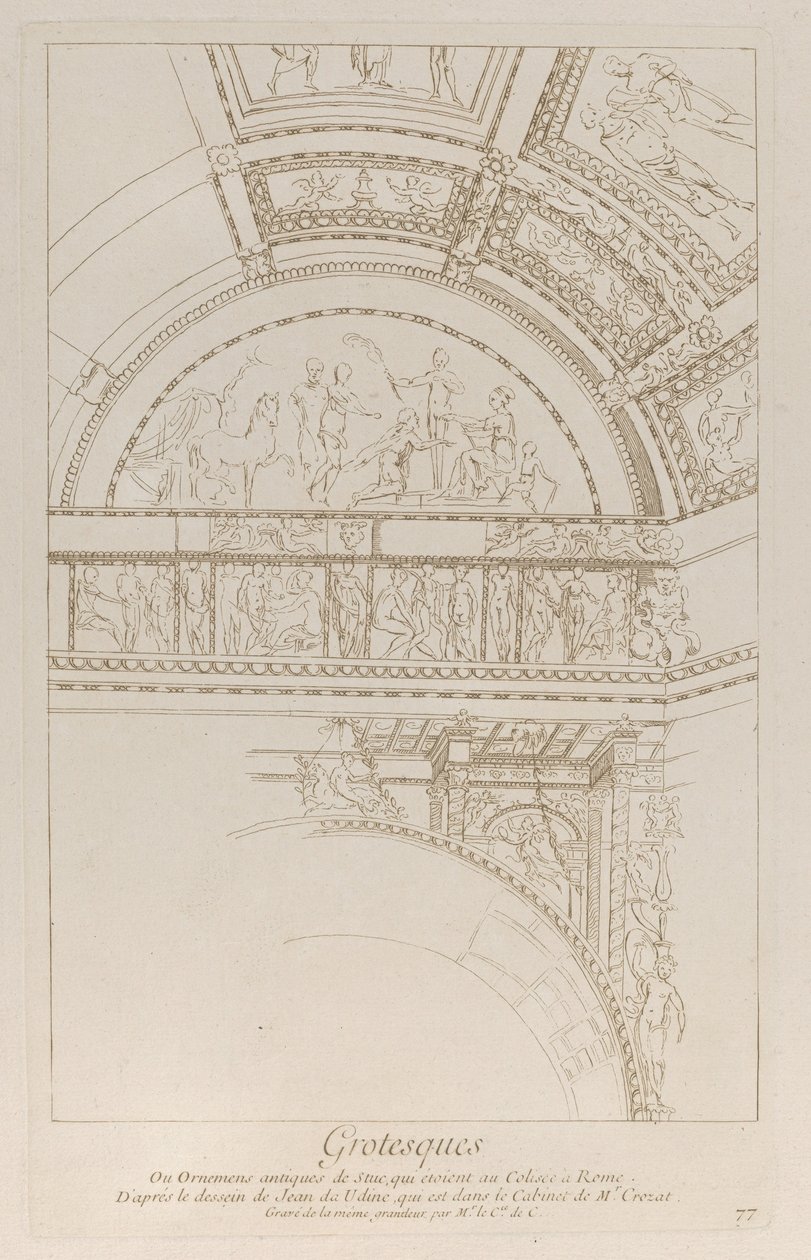 Grotesques : détail des reliefs en stuc décorant le Colisée à Rome, vers 1729 - Anne Claude Philippe de Caylus