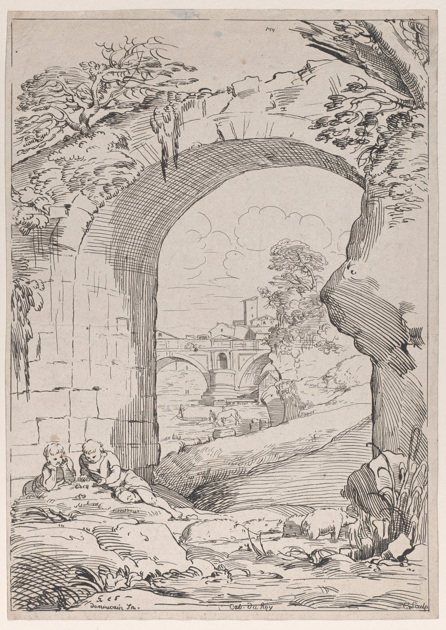 Paysage avec pont, 18ème siècle - Anne Claude Philippe de Caylus