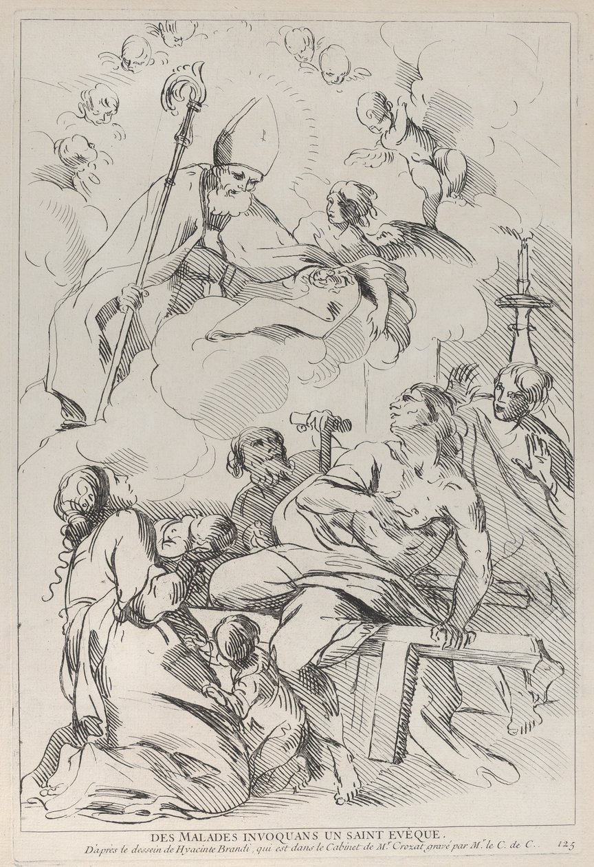 Malades appelant un évêque saint, qui apparaît en haut à gauche, 1729-40 - Anne Claude Philippe de Caylus