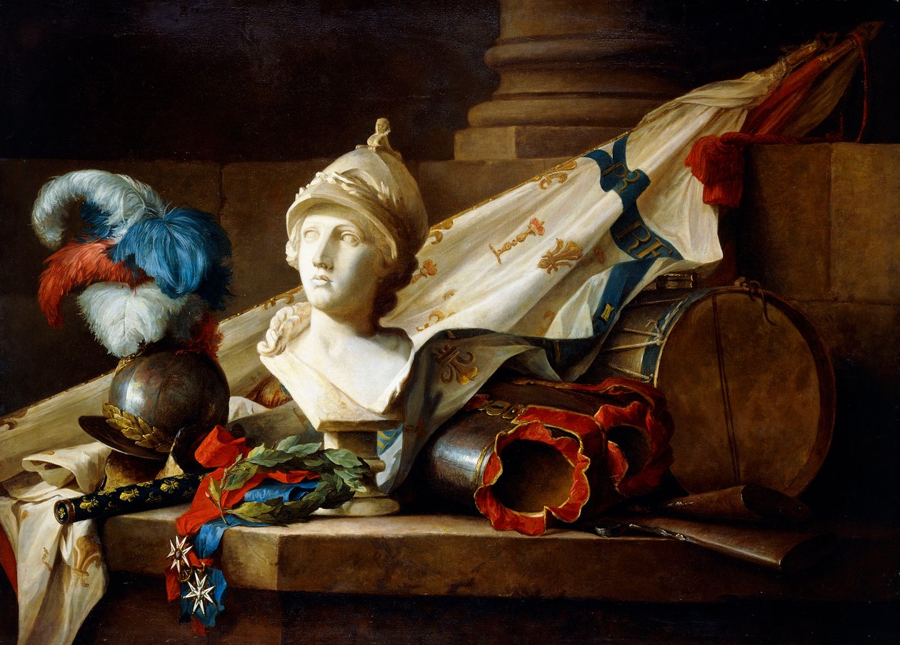 Buste de Minerve avec armure et armes sur un rebord de pierre, 1777 - Anne Vallayer Coster