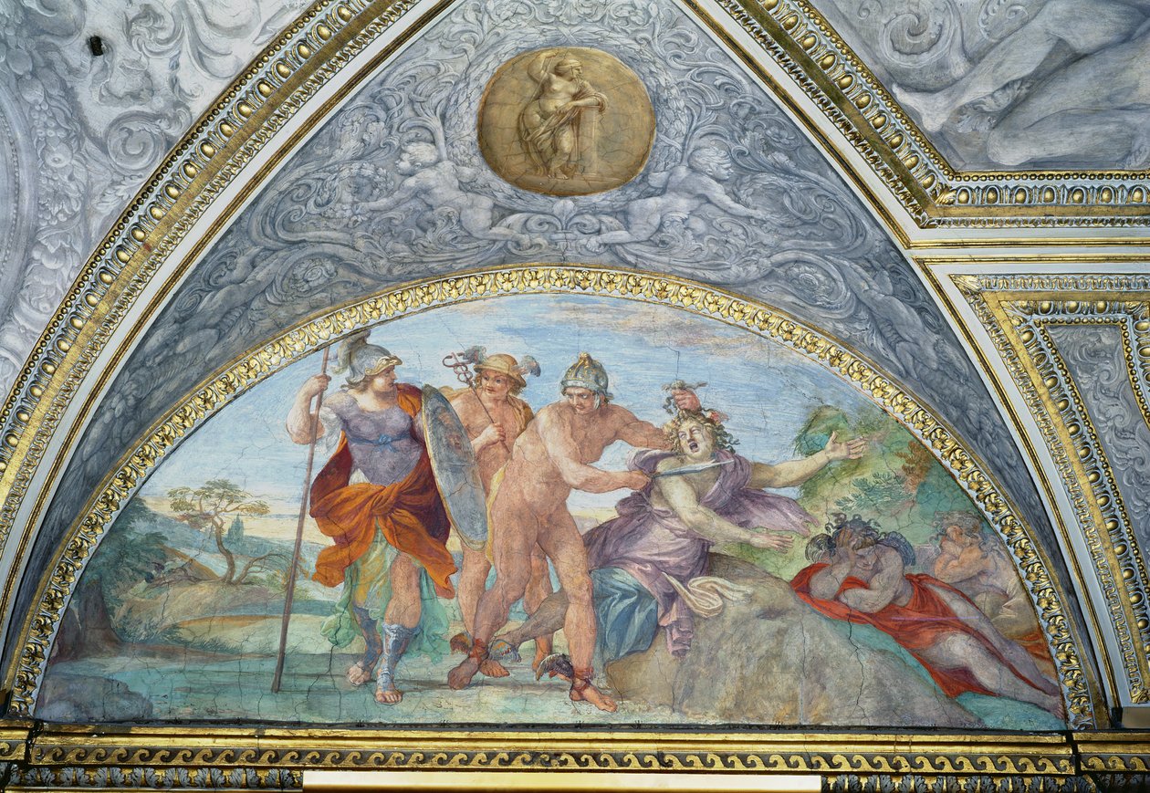 Lunette représentant Persée tuant la Méduse, du 