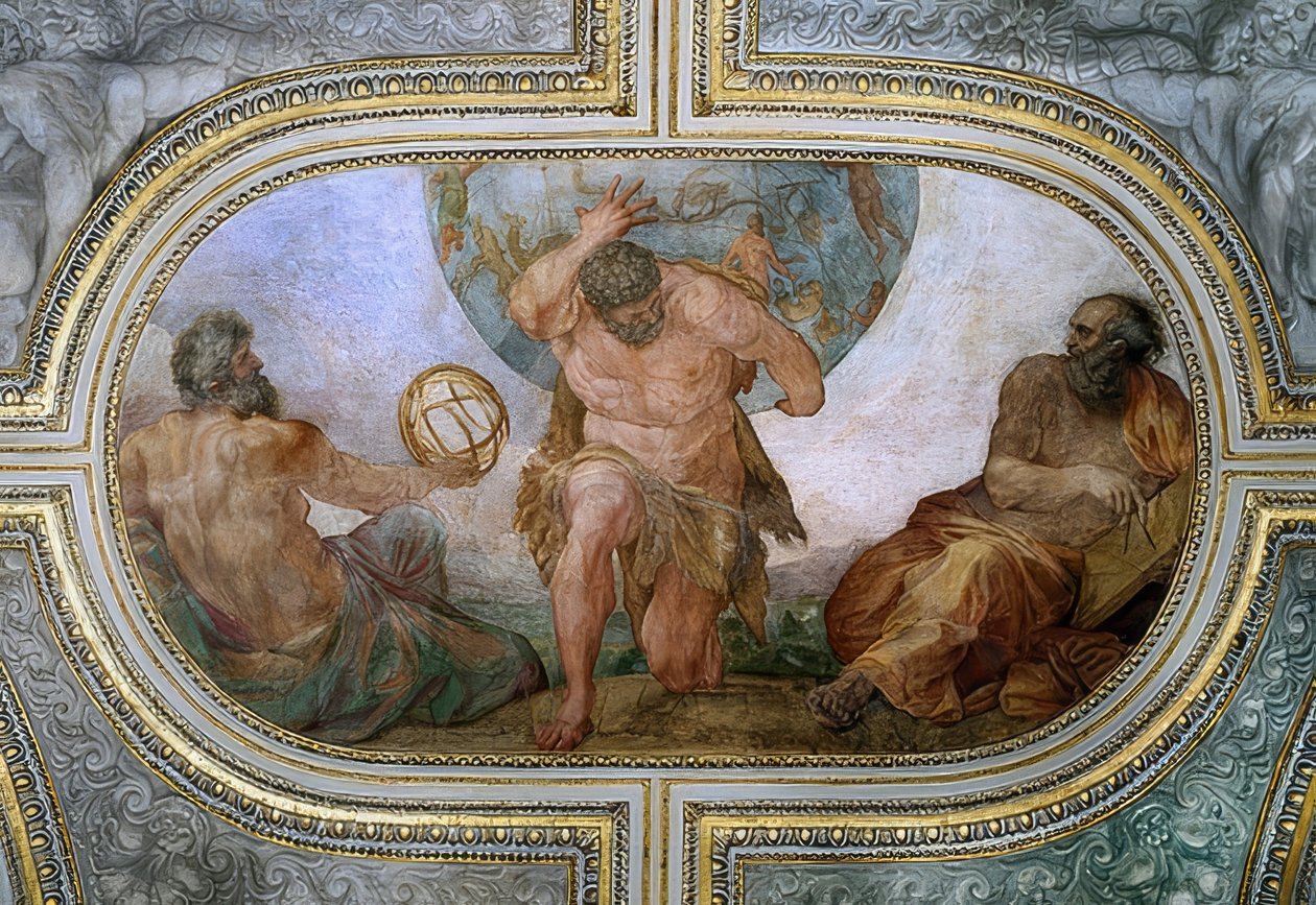 Hercule porte la voûte céleste pour Atlas (Fresque dans le Camerino) - Annibale Carracci