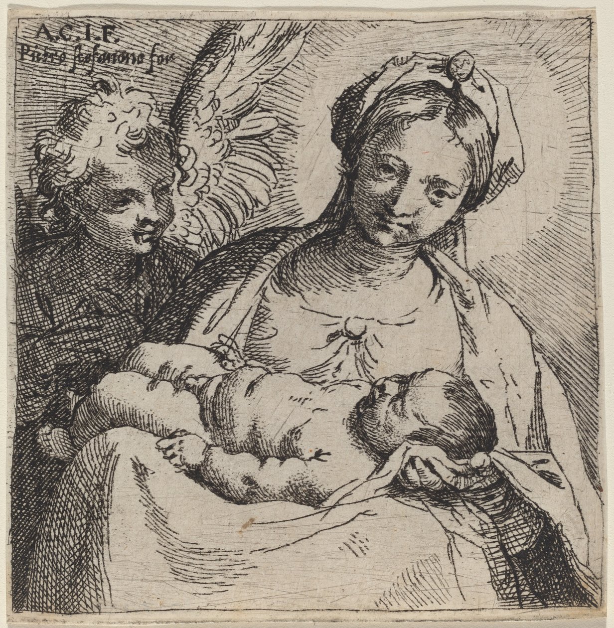Madone et enfant avec un ange - Annibale Carracci