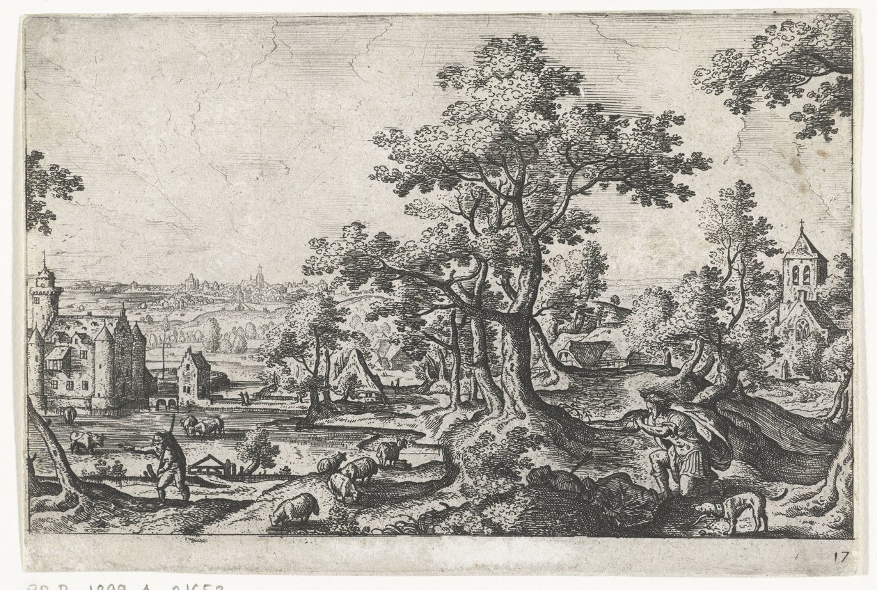 Apollon tue Coronis (Landschappen avec des représentations mythologiques et bibliques) - Anonymous