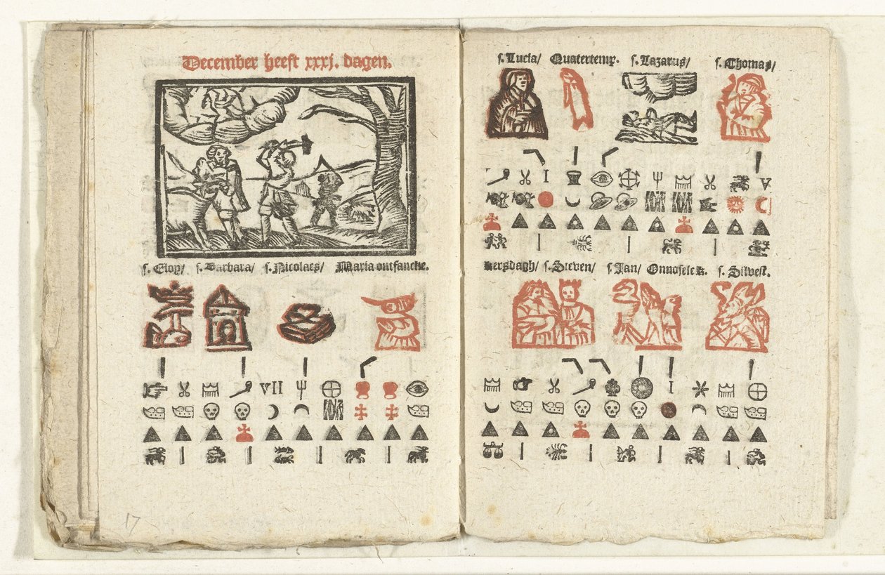 Pages avec la prédiction pour le mois de décembre, 1712 - Anonymous