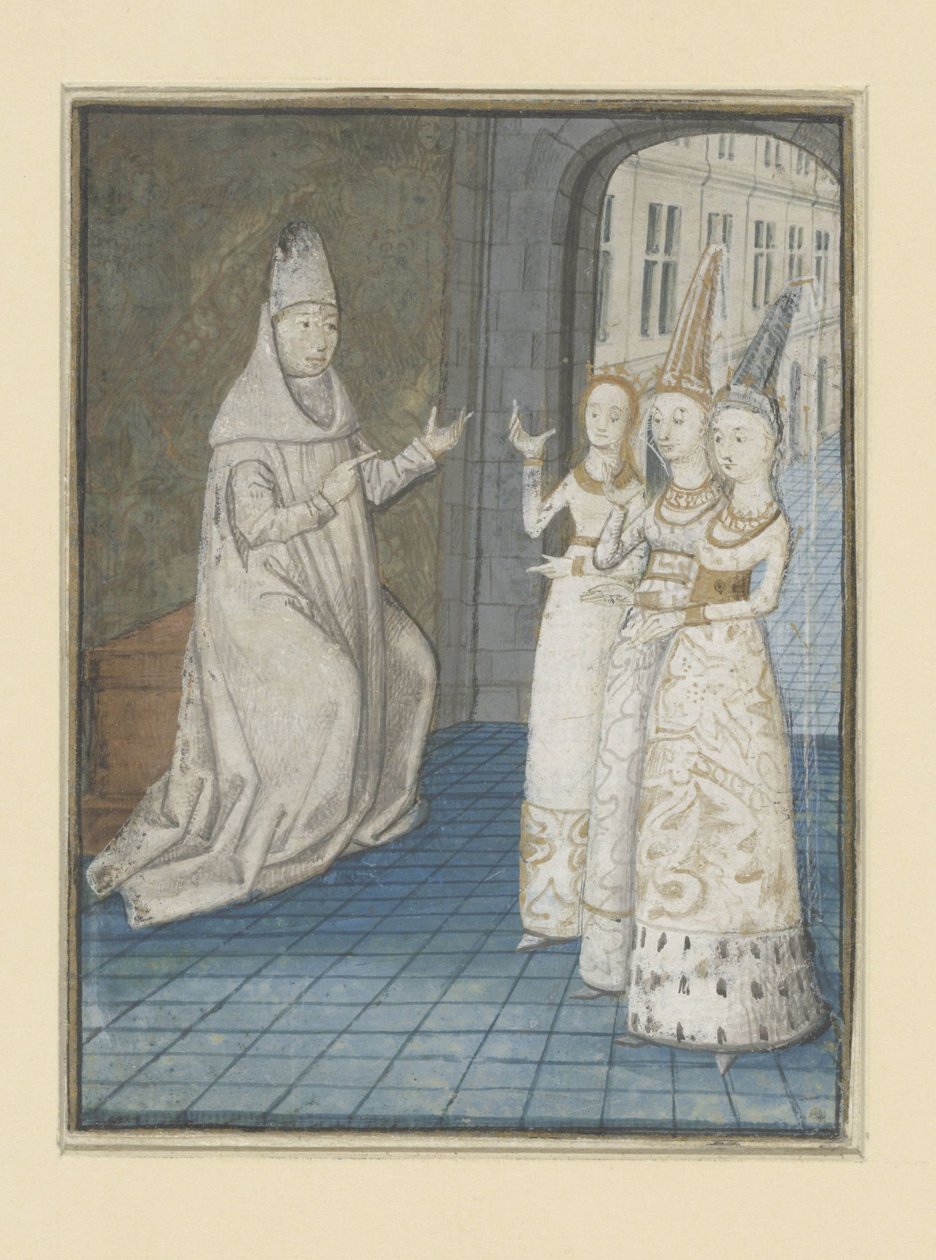 Boccace reçoit trois femmes (Les mésaventures des hommes et femmes nobles) - Anonymous