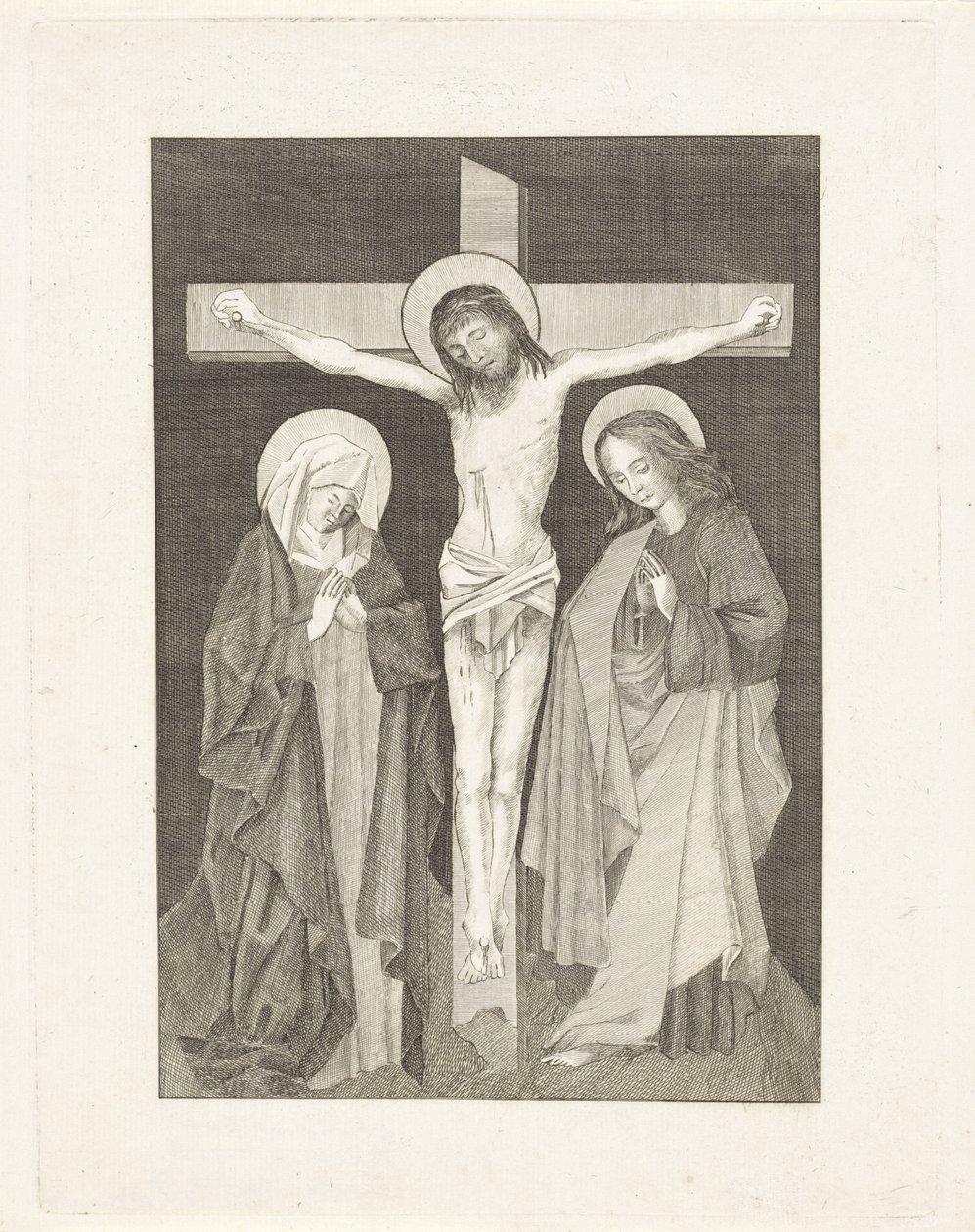 Christ en croix, avec Marie et Jean de chaque côté - Anonymous
