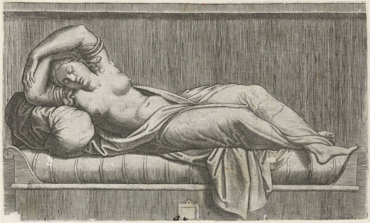 Cléopâtre à moitié nue allongée sur un lit - Anonymous