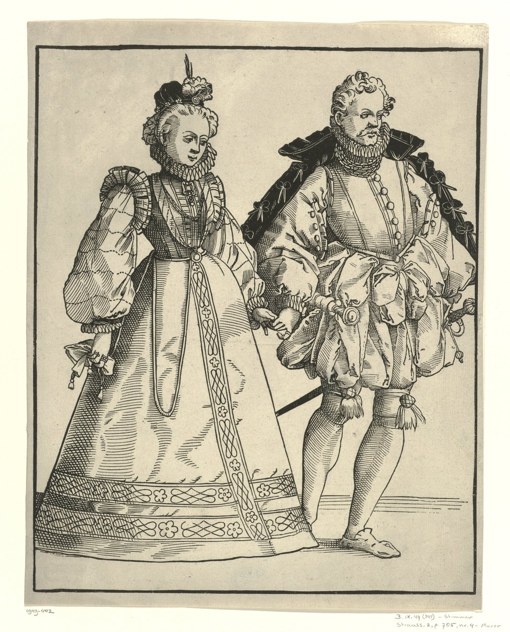 Noble dansant et femme en costume de cour allemand - Anonymous