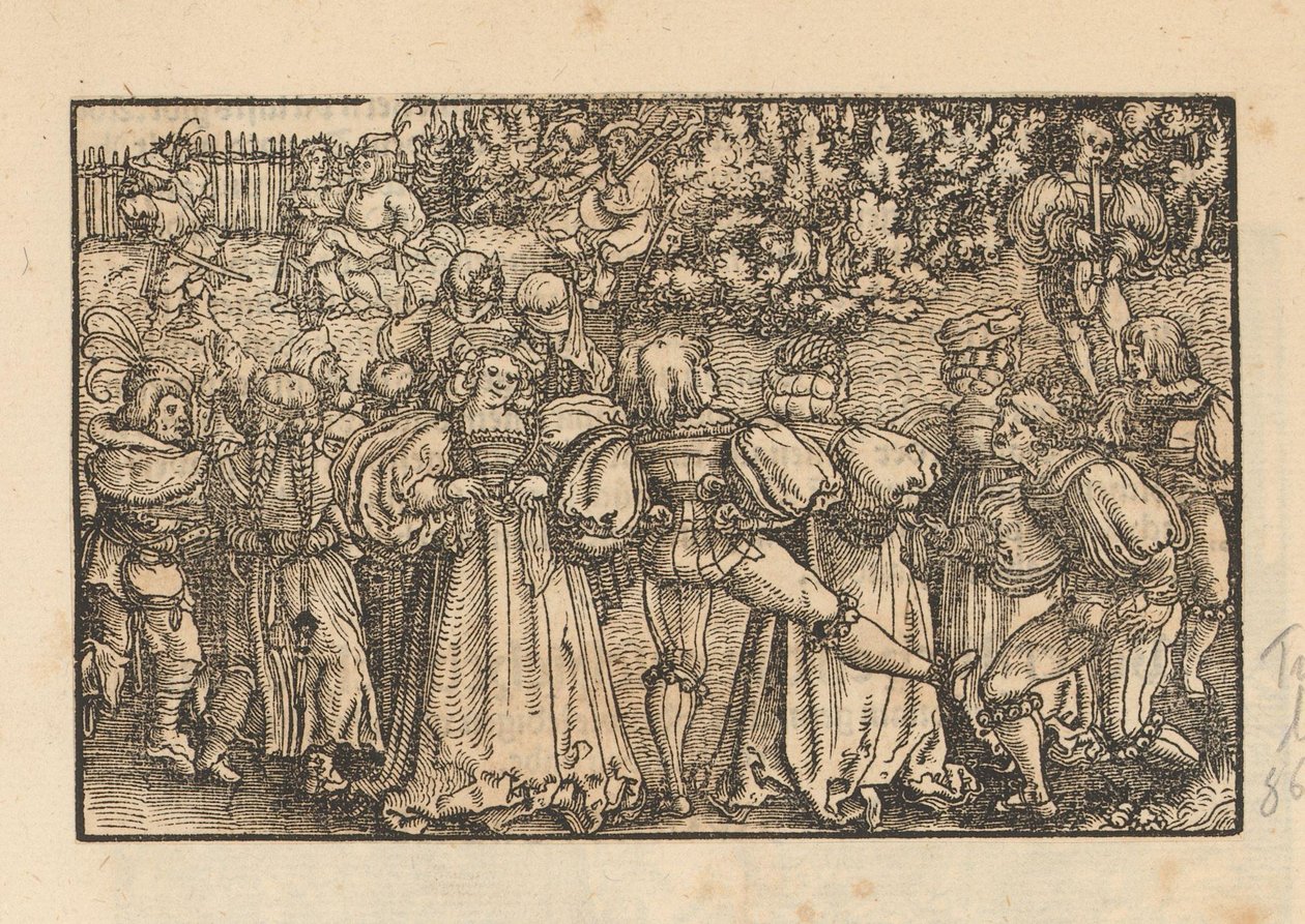 Foule dansante dans un jardin - Anonymous