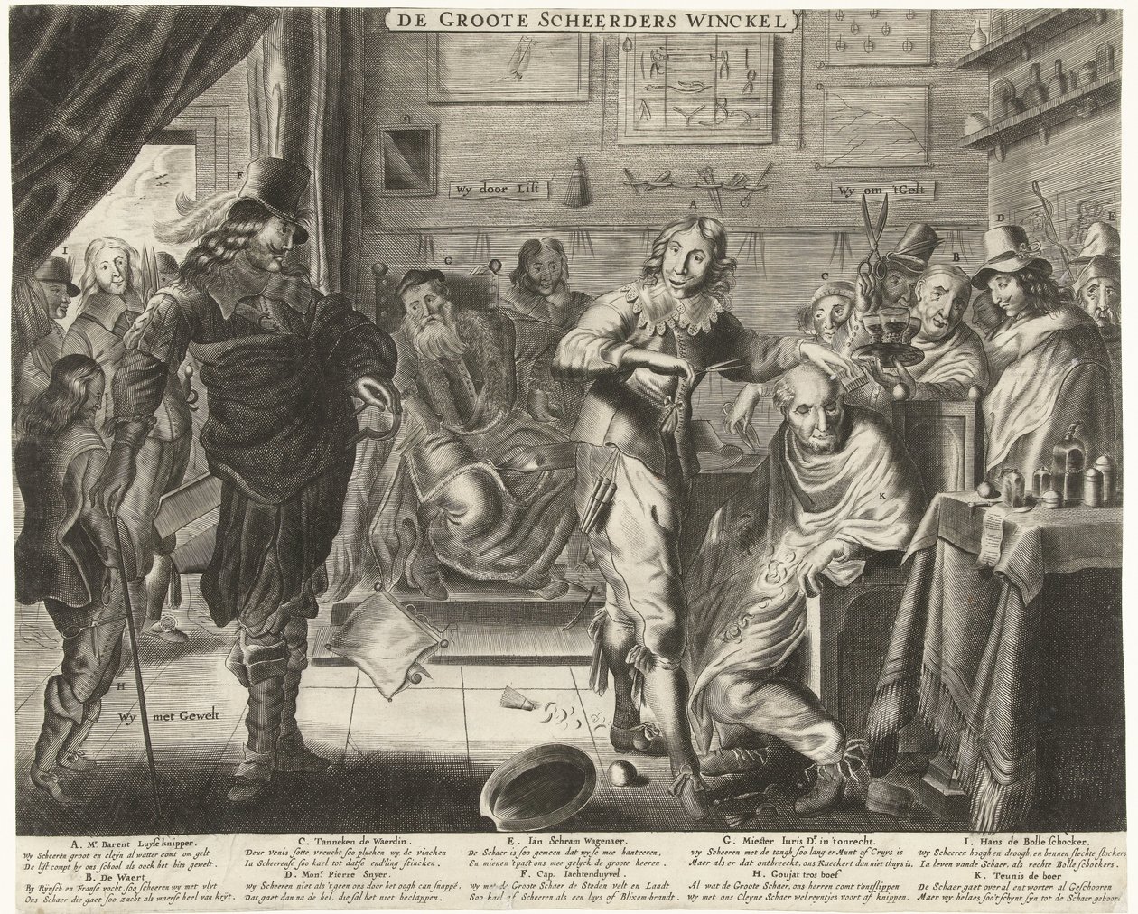 Le paysan dans la grande boutique de barbiers, vers 1650 - Anonymous