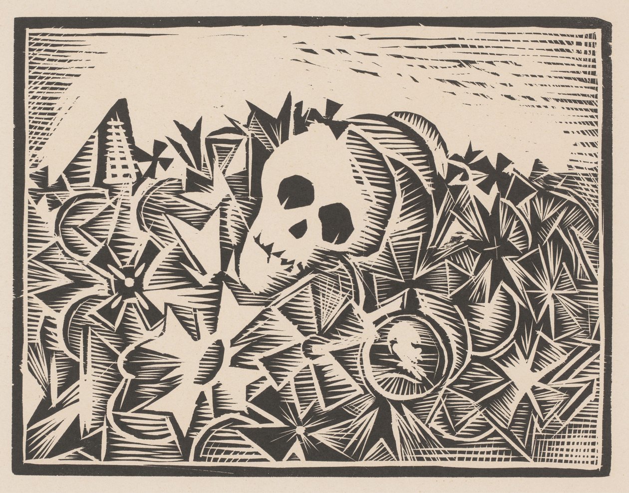 Crâne entre croix de guerre (Contre la guerre et le fascisme) - Anonymous