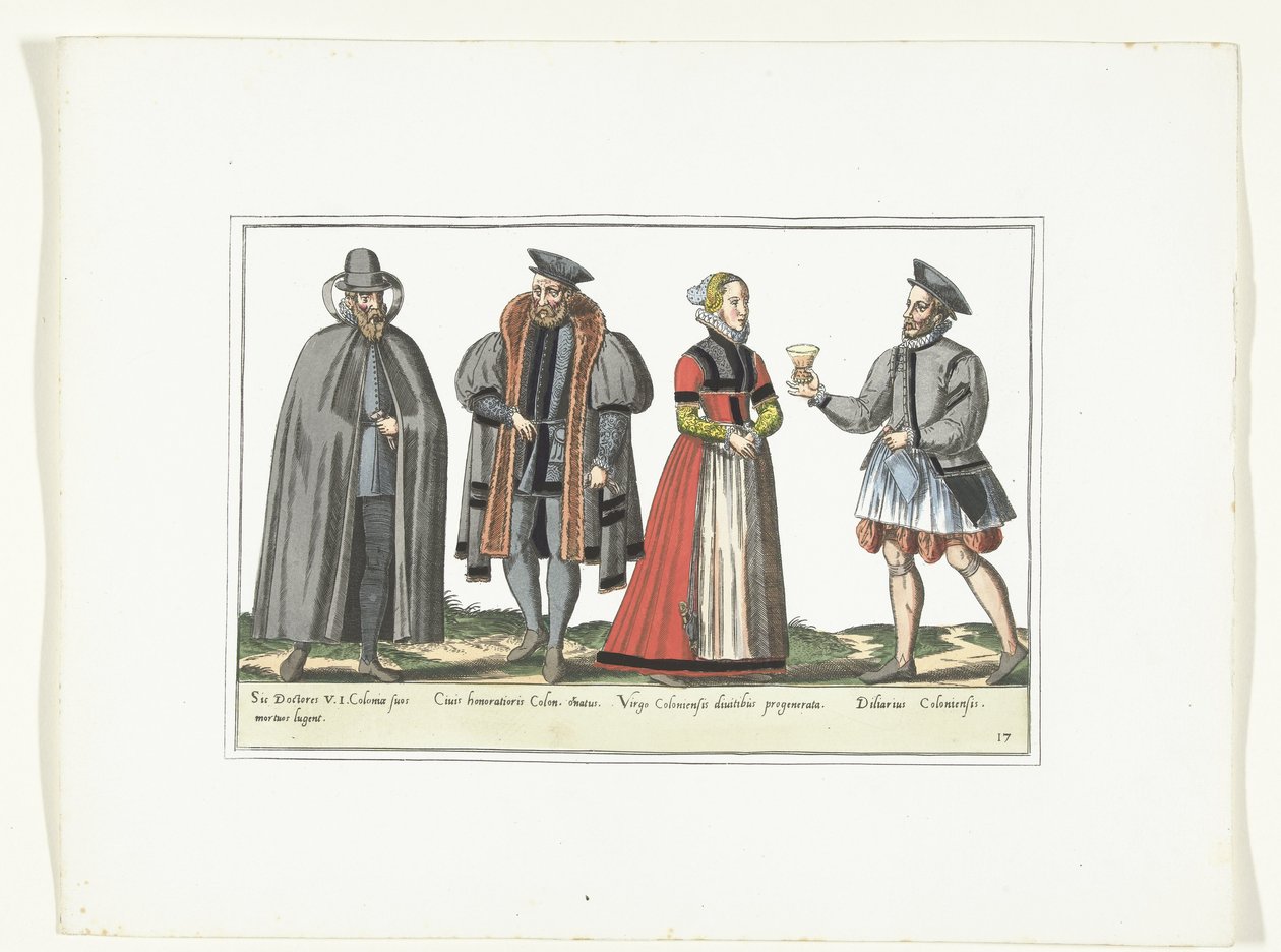 Trois hommes et une femme habillés à la mode allemande, ca. 1580 - Anonymous