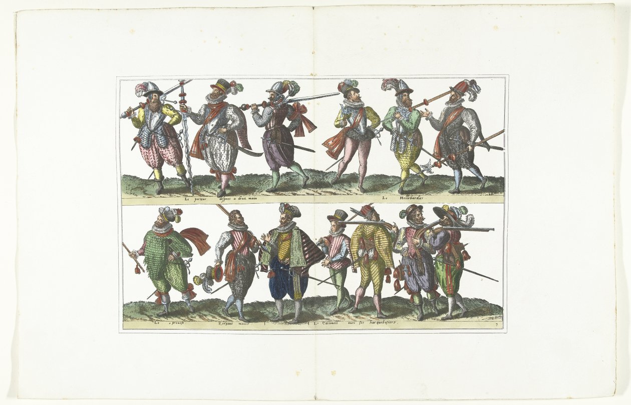 Double plaque avec treize bourgeois armés en uniforme selon la mode à Anvers, vers 1580 - Anonymous