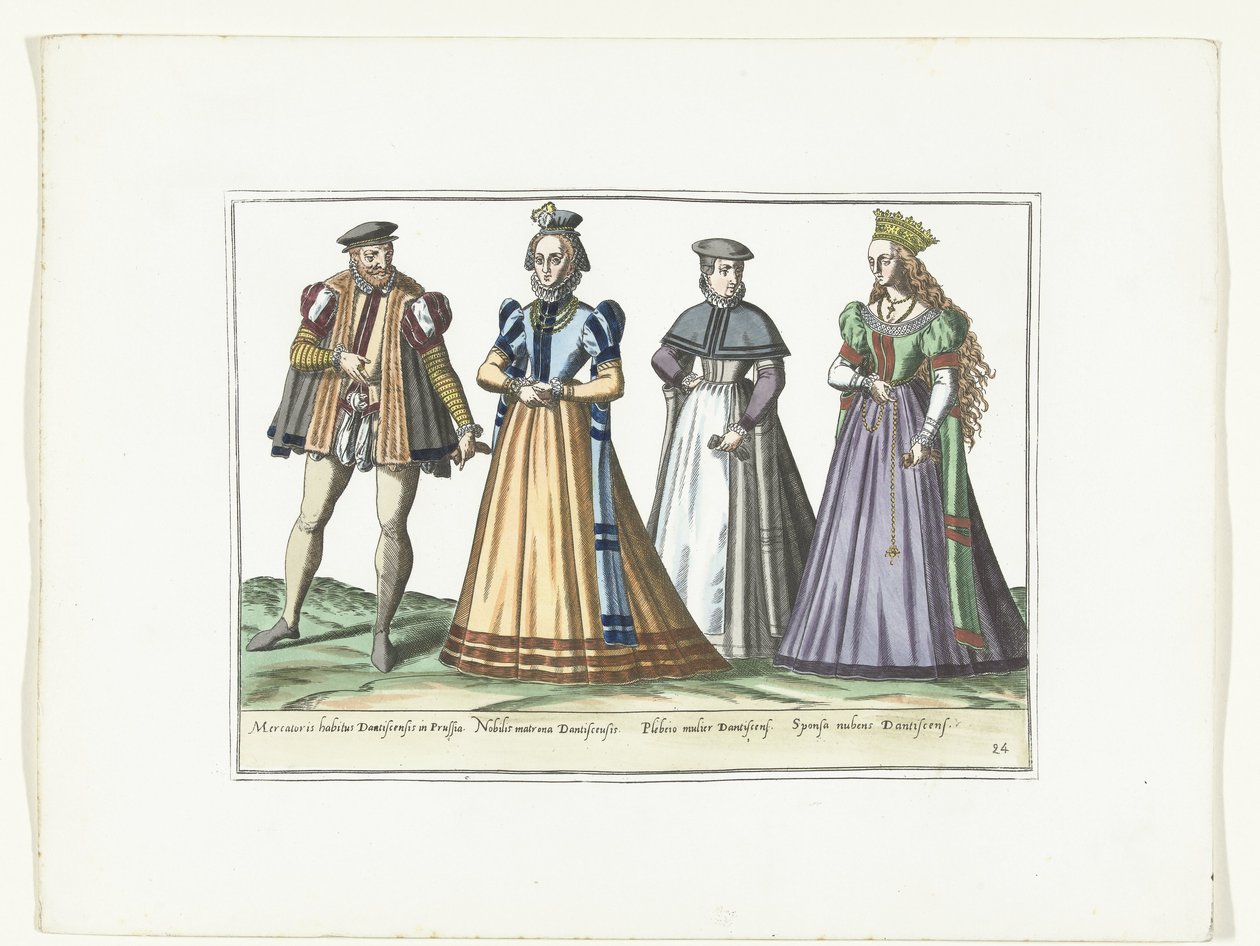 Un homme et trois femmes vêtus à la mode allemande à Dantzig, vers 1580 - Anonymous