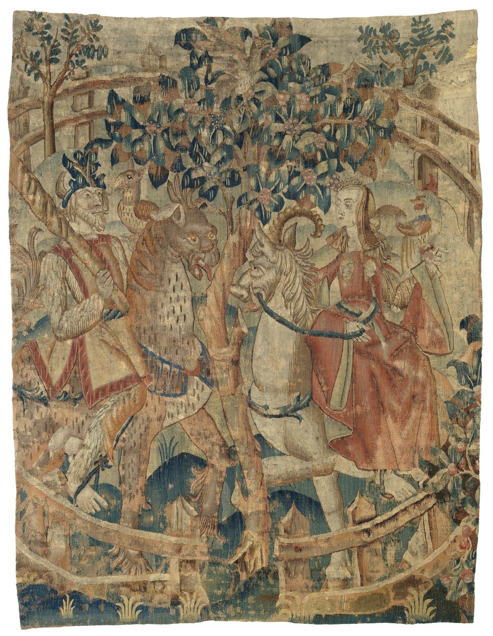 Un homme sauvage et une femme sauvage dans un jardin clos (fragment) - Anonymous