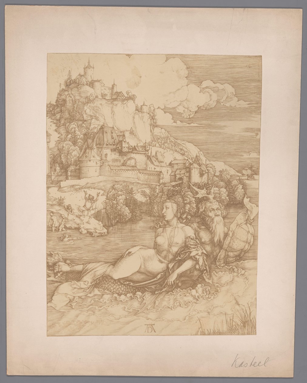 Reproduction photographique de la gravure Enlèvement par le monstre marin par Albrecht Dürer - Anonymous