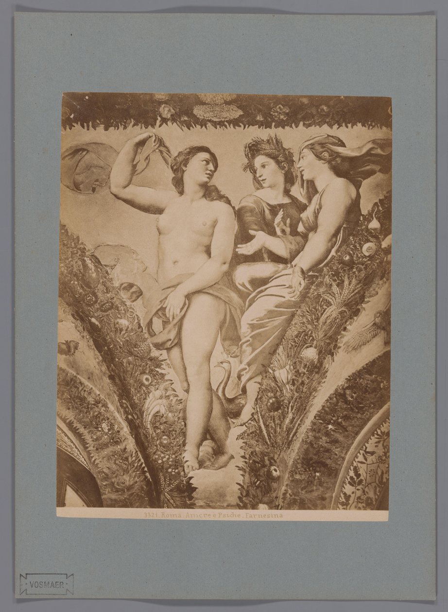 Reproduction photographique de la fresque Amour et Psyché dans la Loggia di Psiche, Villa Farnesina à Rome - Anonymous