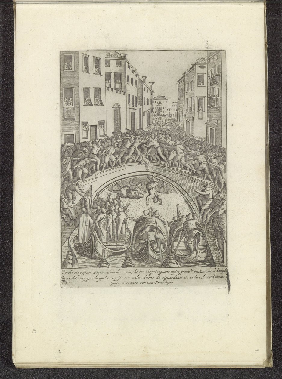 Combat sur un pont à Venise - Anonymous