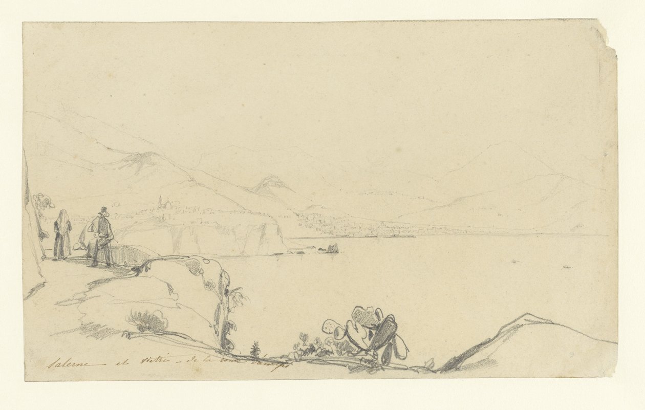 Vue de Salerne et Vietri, au premier plan un chemin le long du lac - Anonymous