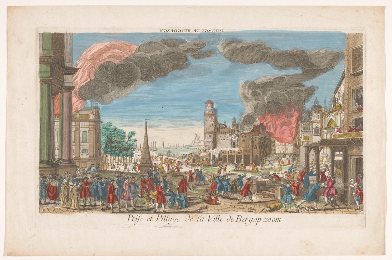 Vue de la prise et du pillage de Berg-op-Zoom par les Français en 1747 - Anonymous