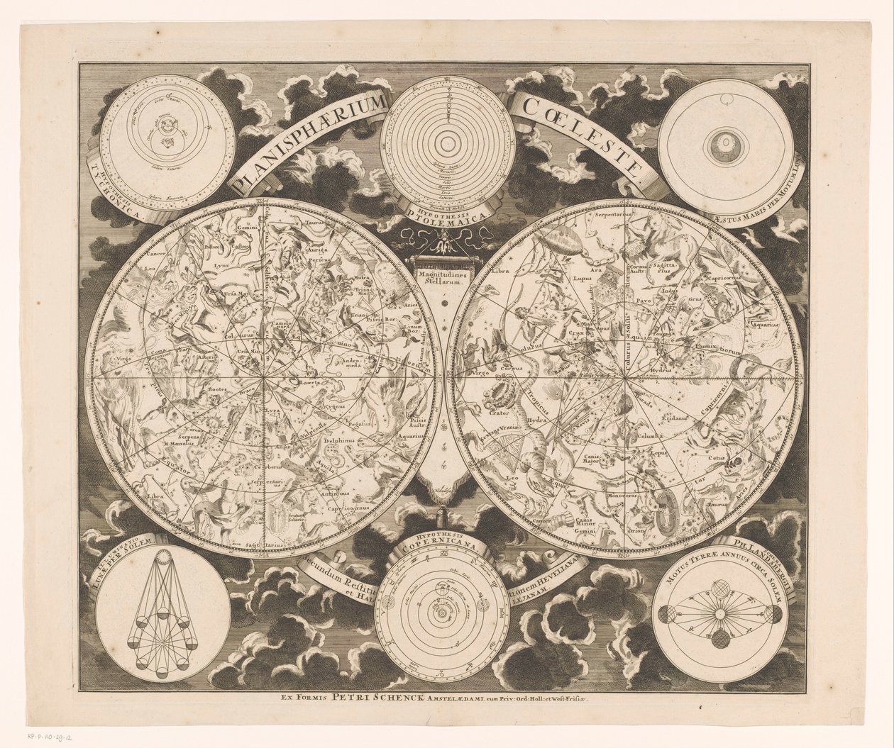 Carte céleste avec les constellations nord et sud - Anonymous