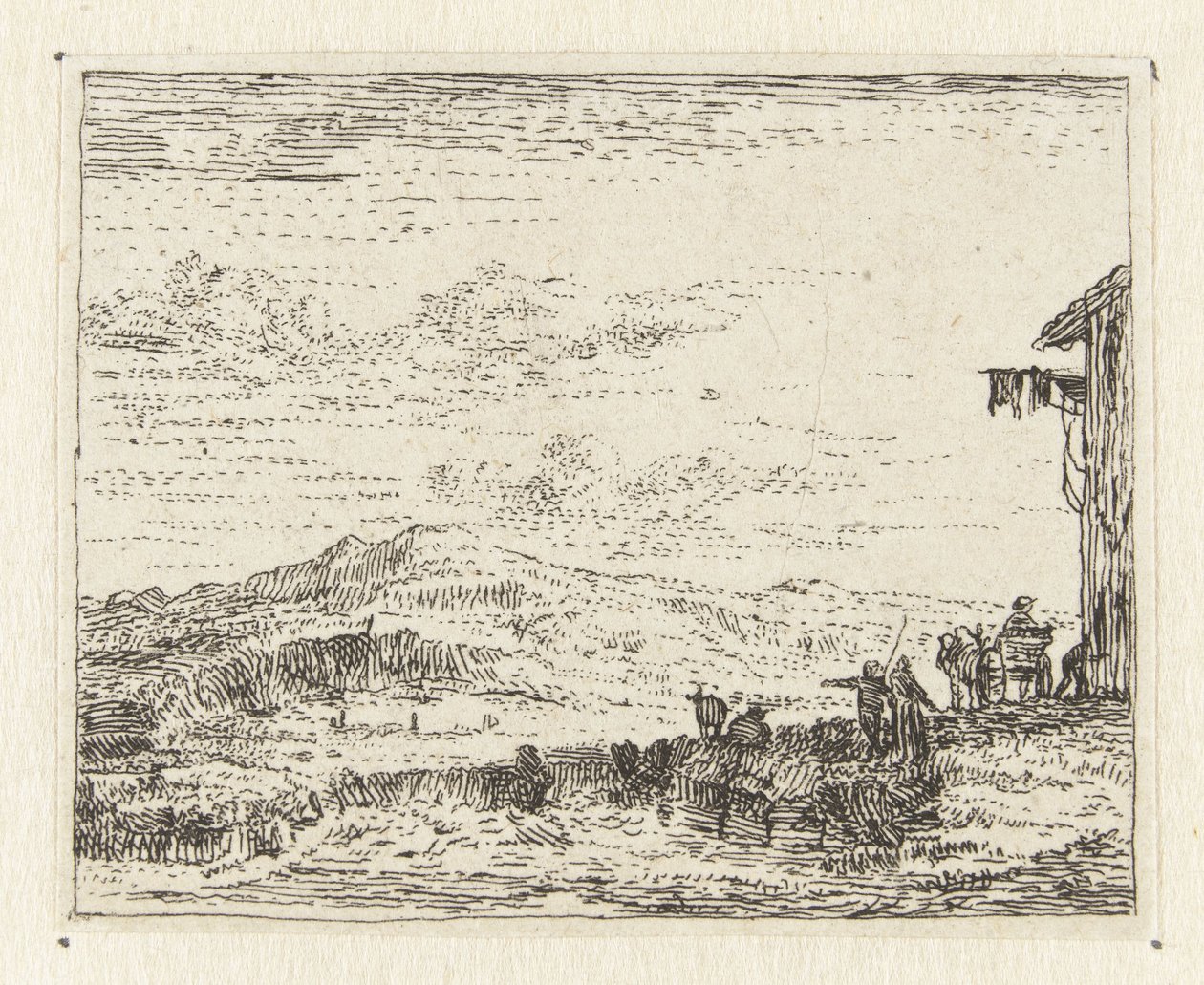 Paysage italianisant avec charrette près d