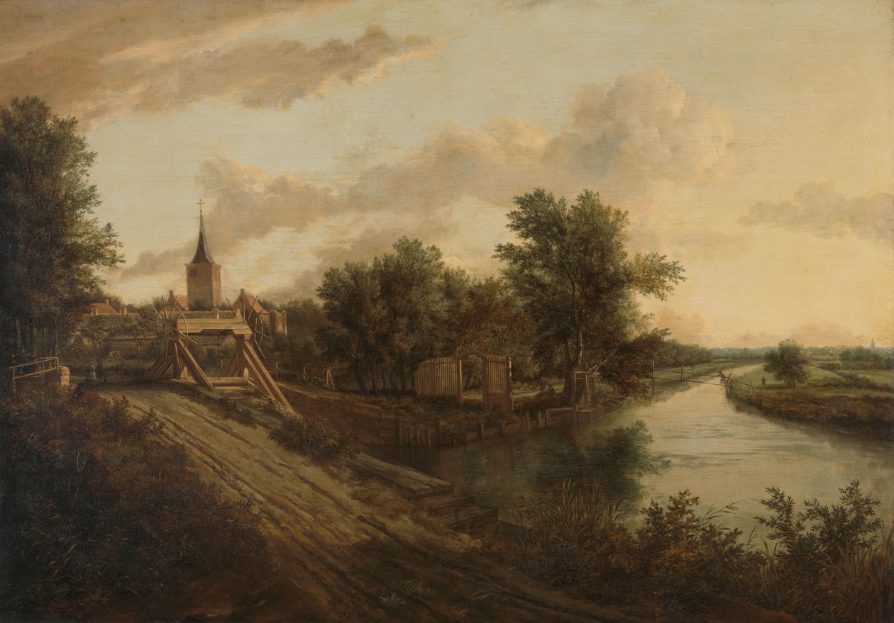 Paysage avec pont roulant - Anonymous