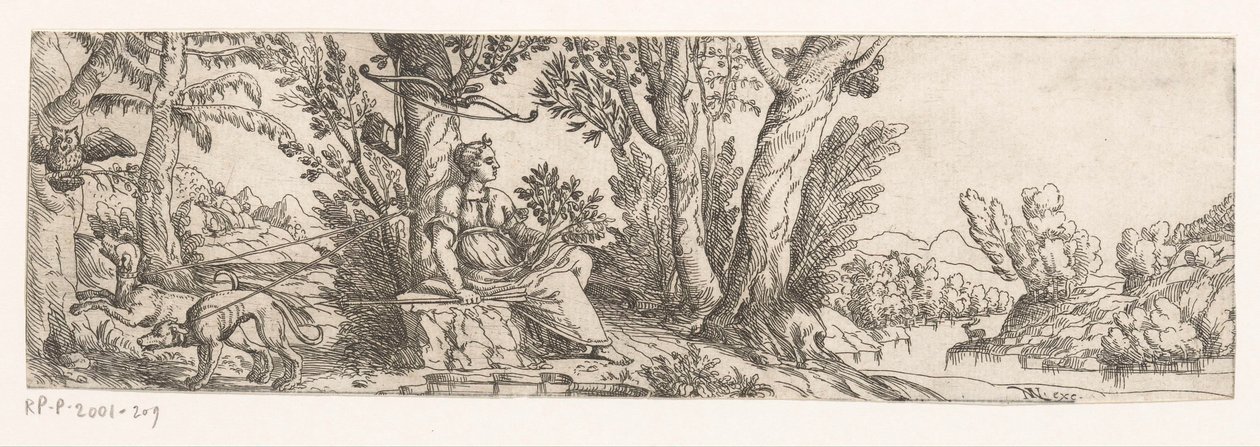 Paysage avec Diane et ses chiens de chasse - Anonymous
