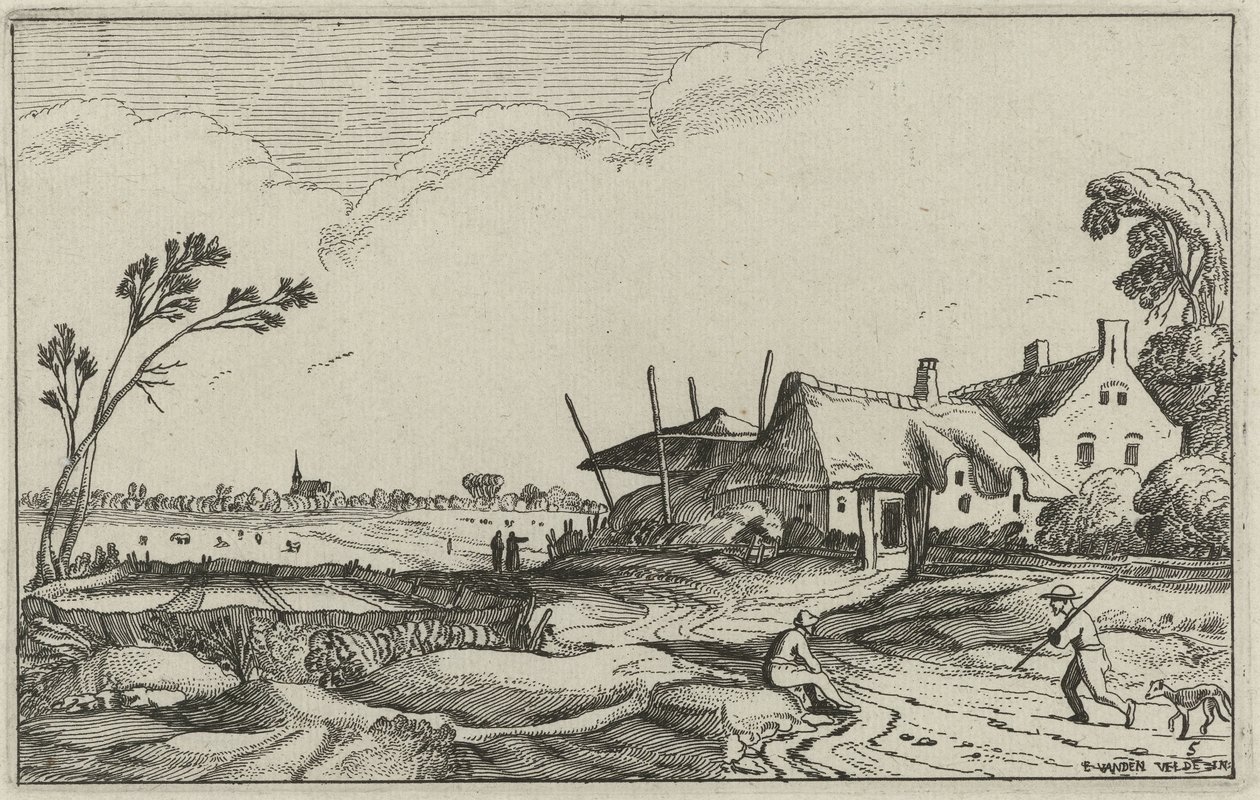 Paysage avec ferme - Anonymous
