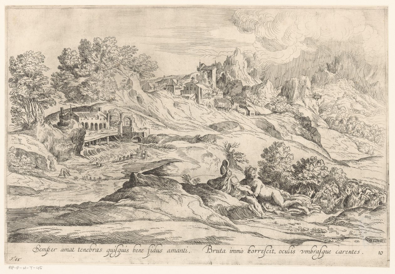 Paysage avec un couple amoureux - Anonymous