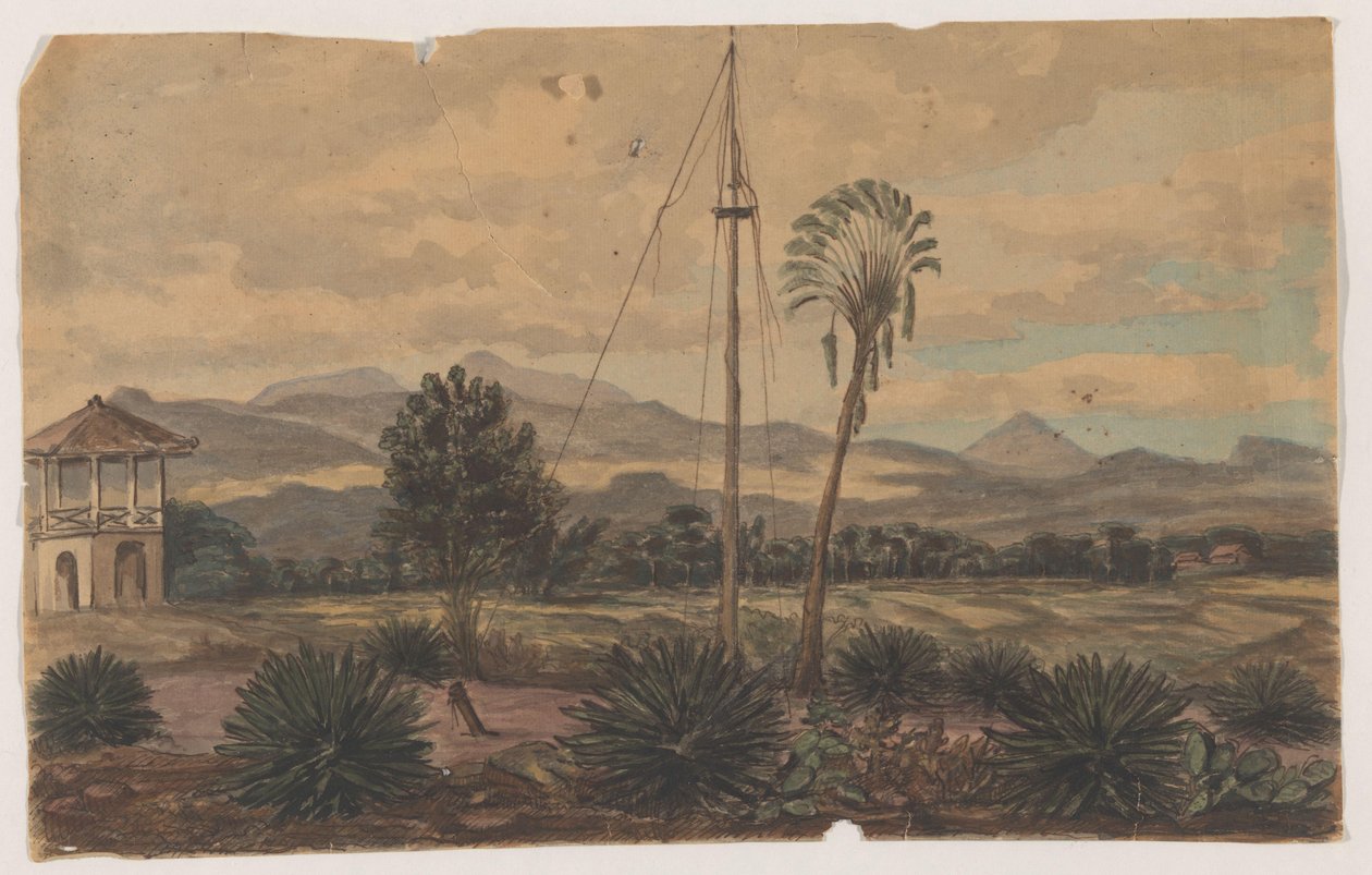 Paysage avec mât de drapeau - Anonymous