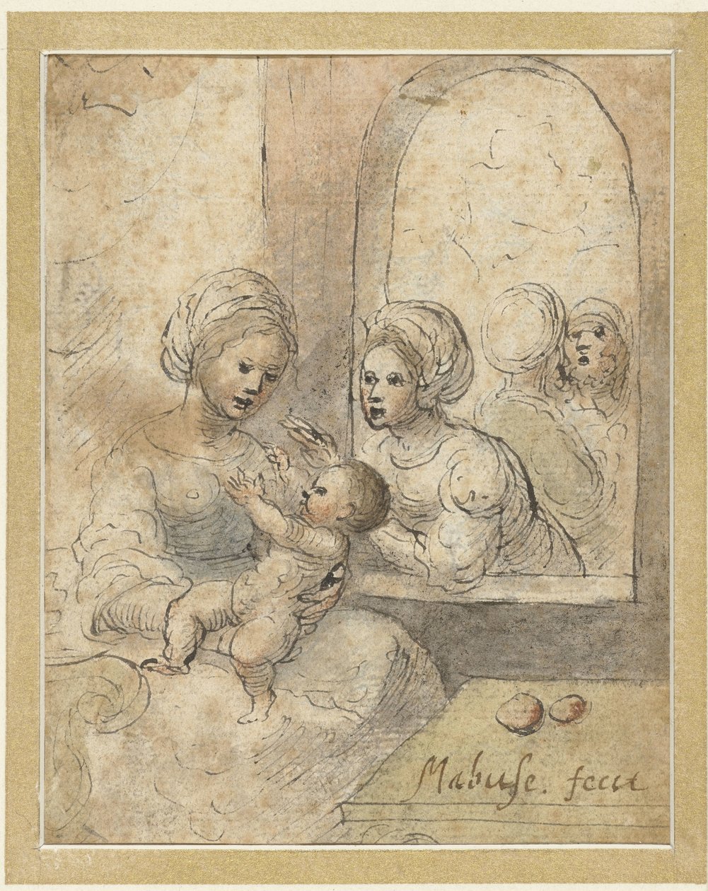 Marie avec enfant et trois autres figures - Anonymous