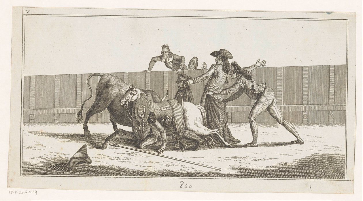 Picador tombé de son cheval (Collection des principales manœuvres d
