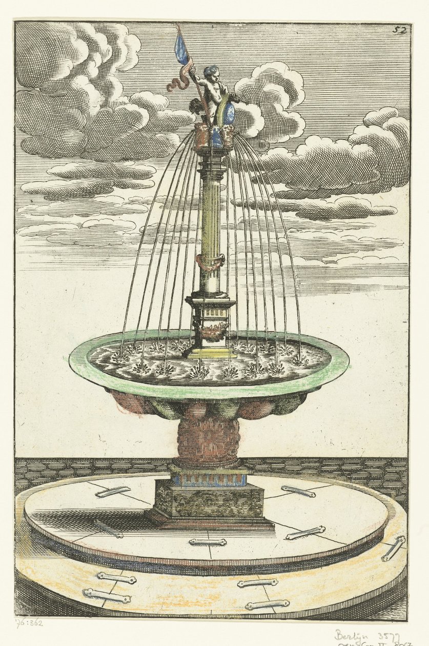 Bassin rond avec colonne toscane - Anonymous