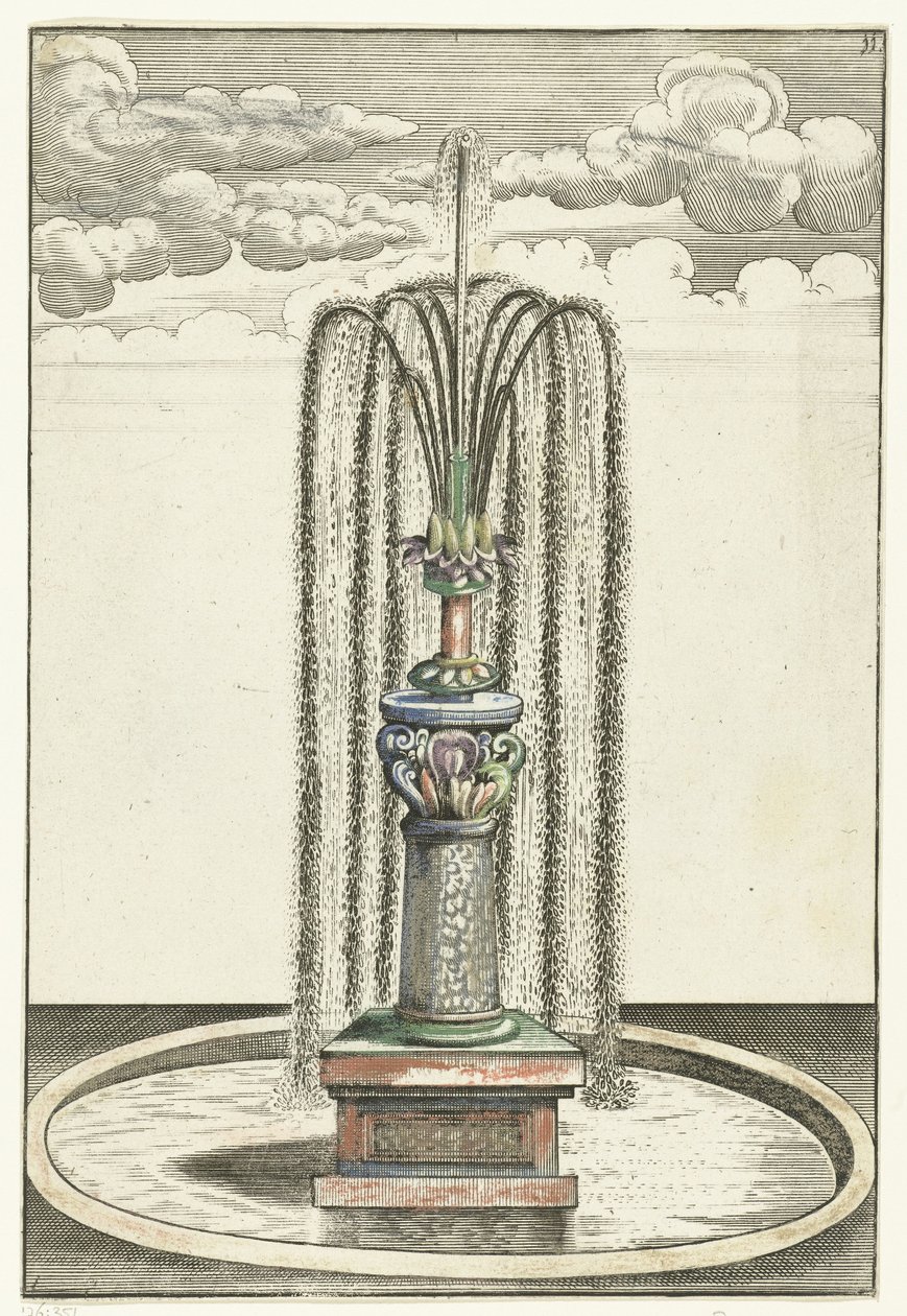Bassin rond avec colonne courte - Anonymous