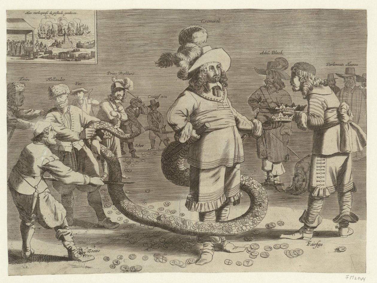 Caricature de Cromwell en homme à queue horrible, 1652 - Anonymous
