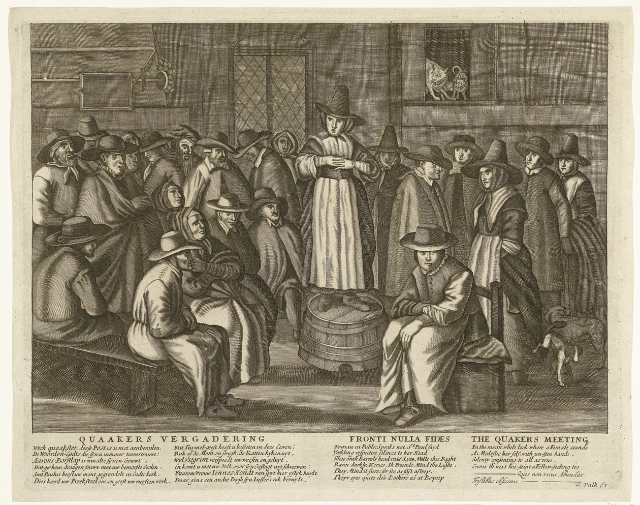 Spotprent op de Engelse Quakers, ca. 1656 - Anonymous
