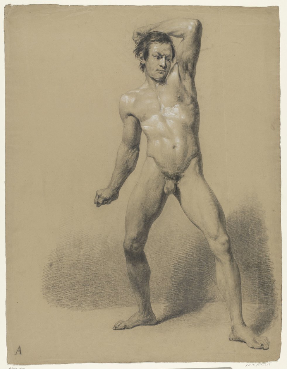 Homme nu debout avec poings serrés - Anonymous