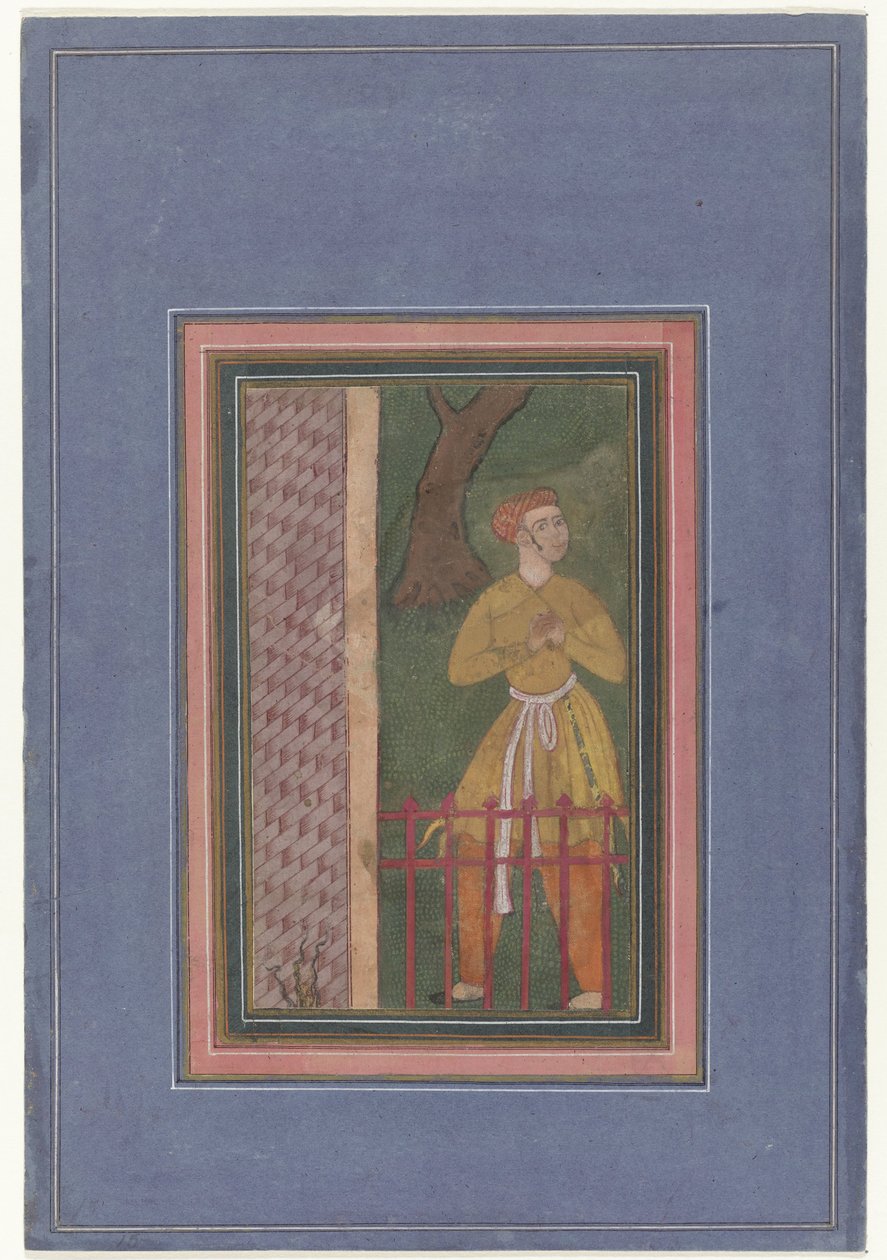 Homme debout derrière une barrière; fragment - Anonymous