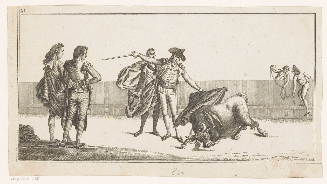 Taureau piqué par un matador, Coleccion de las principales suertes de una corrida de toros - Anonymous