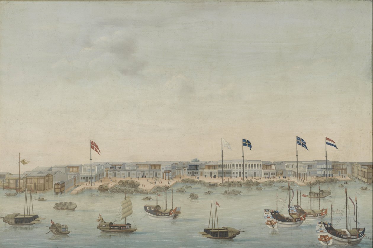 Trois vues de la rivière des Perles : Canton, Macao, Whampoa - Anonymous