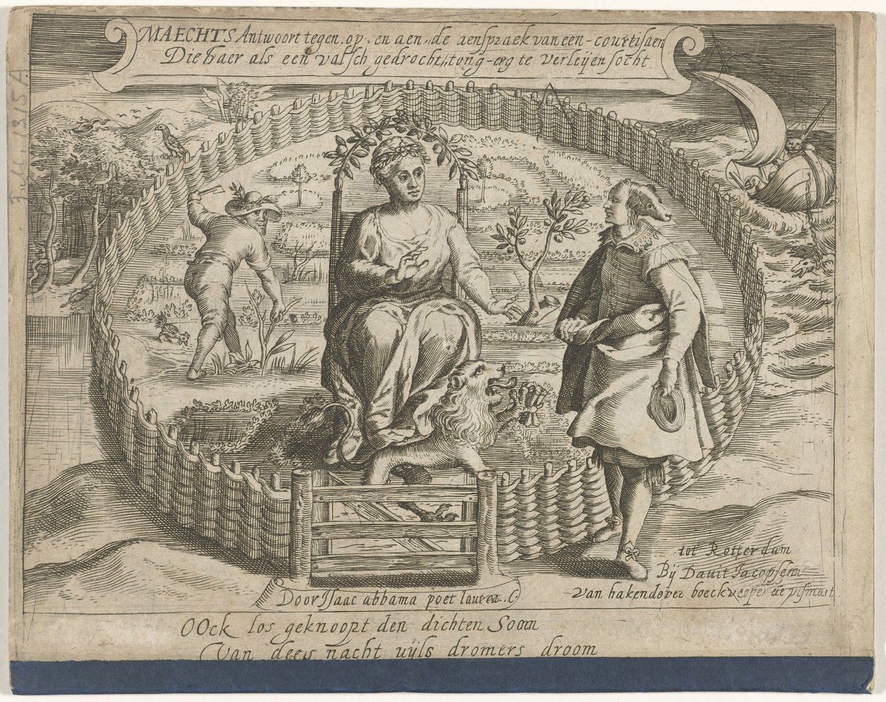 Page de titre du pamphlet: Maechts antwoort tegen, op, en aen, de aenspraeck van een courtisaen, 1617 - Anonymous