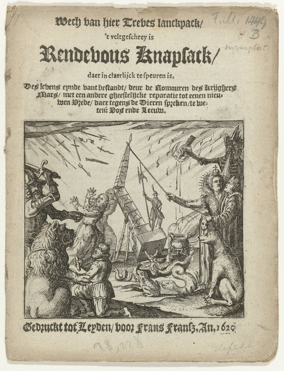 Page de titre du pamphlet : Rendevous Knapsack, 1620 - Anonymous